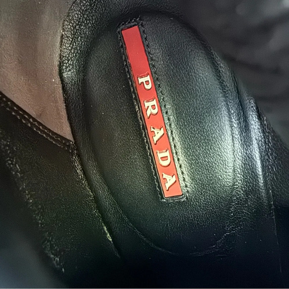 Prada Suede Wedge Boot Logo Side with Zipper Closure Brown Size 40 or US 10 - Picture 11 of 15